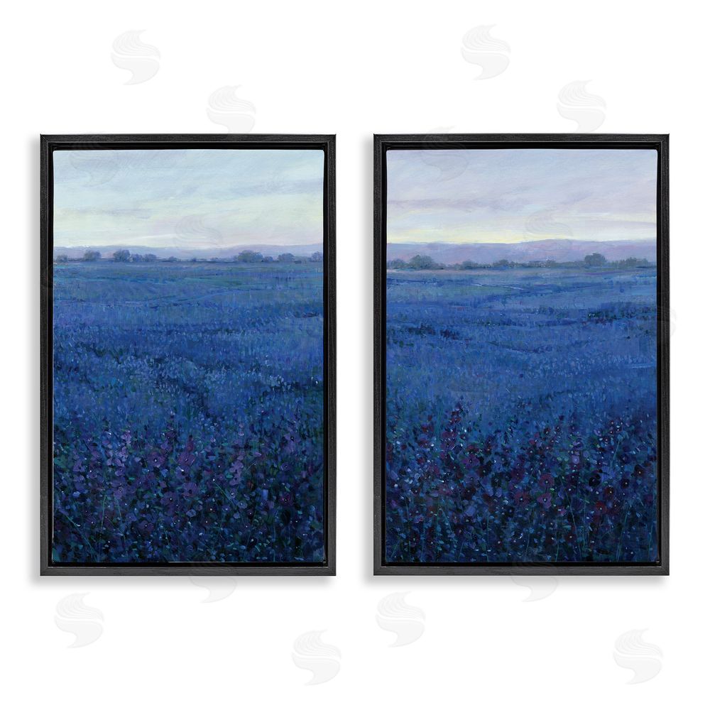 Tim O'Toole Flowering Field Purple Haze Black Floating Frame Canvas Wall Art Print