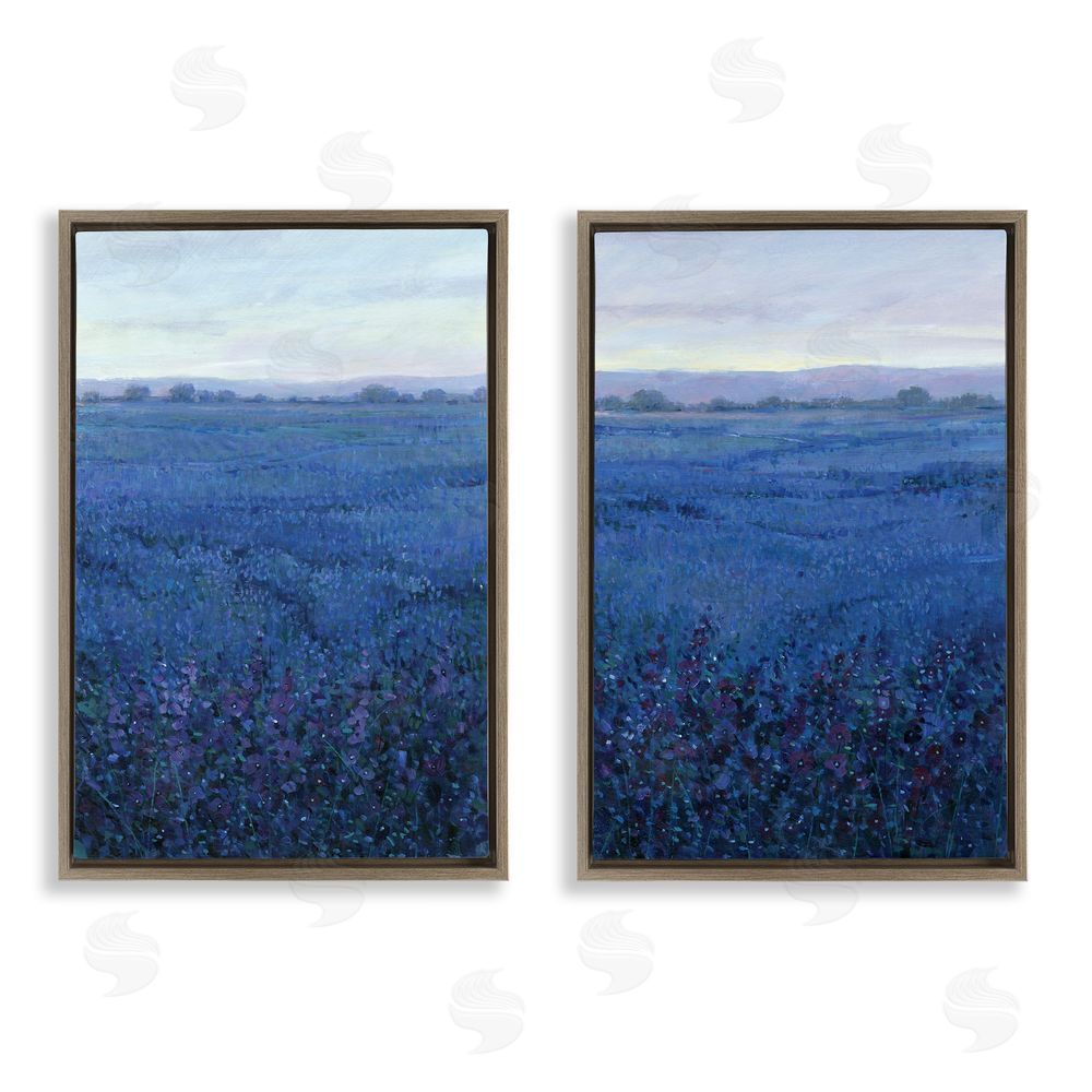Tim O'Toole Flowering Field Purple Haze Brown Floating Frame Canvas Wall Art Print