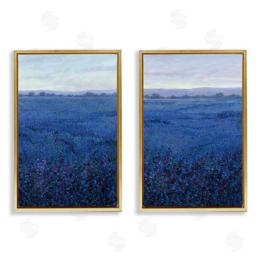 Tim O'Toole Flowering Field Purple Haze Gold Floating Frame Canvas Wall Art Print