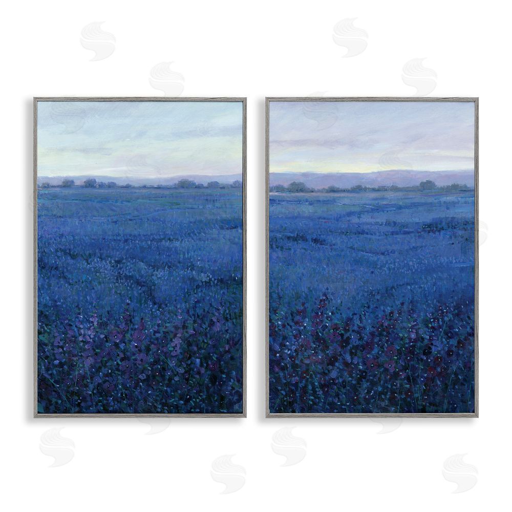 Tim O'Toole Flowering Field Purple Haze Gray Framed Giclee Wall Art Print