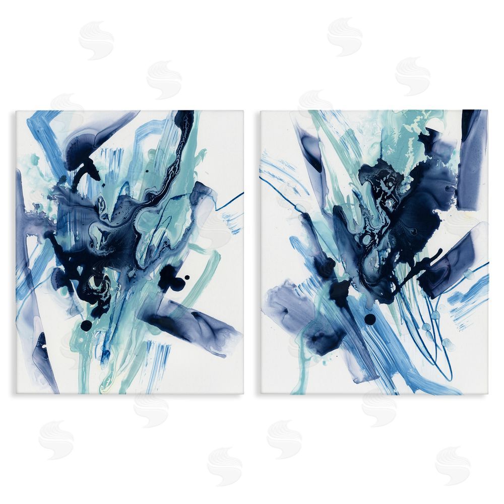 June Erica Vess Abstract Blue Splash Canvas Wall Art Print