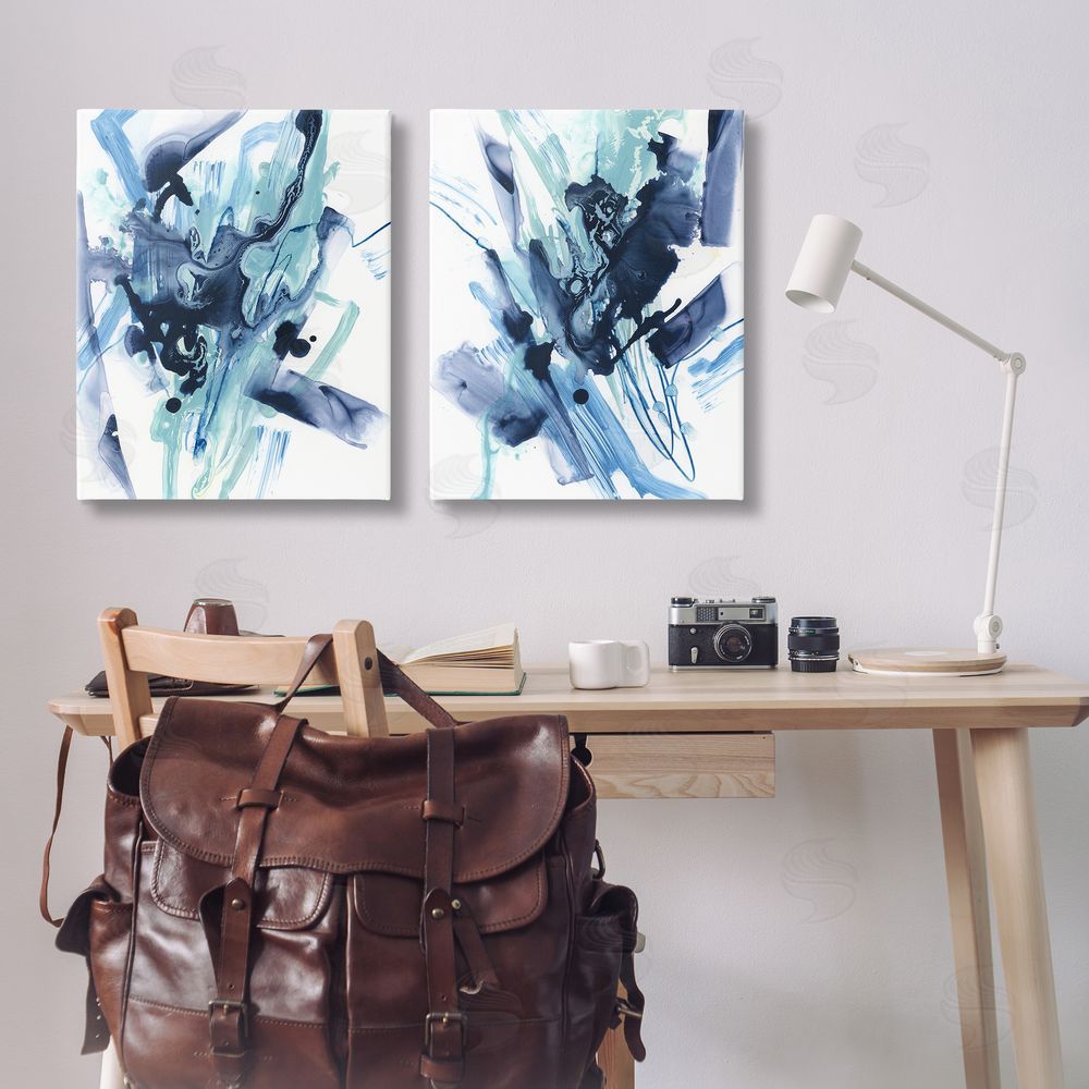 June Erica Vess Abstract Blue Splash Canvas Wall Art Print in Room