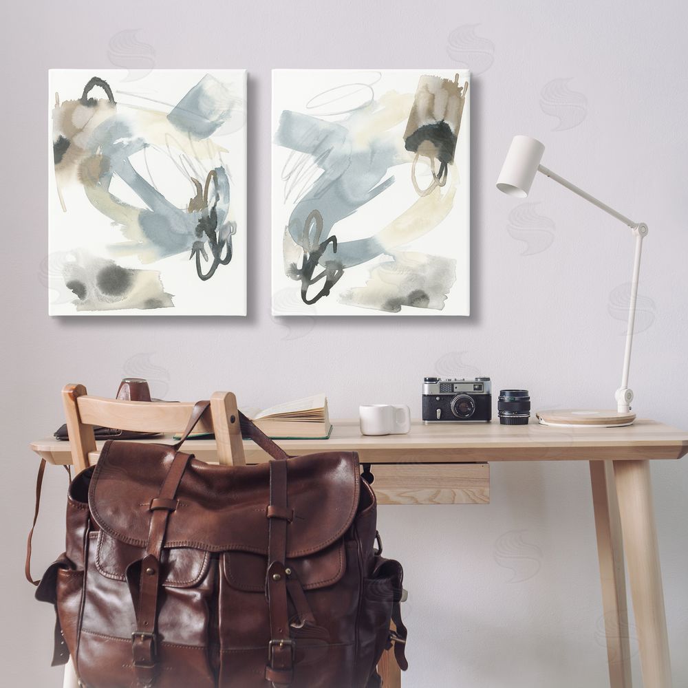 June Erica Vess Abstract Gray Brown Watercolor Canvas Wall Art Print in Room