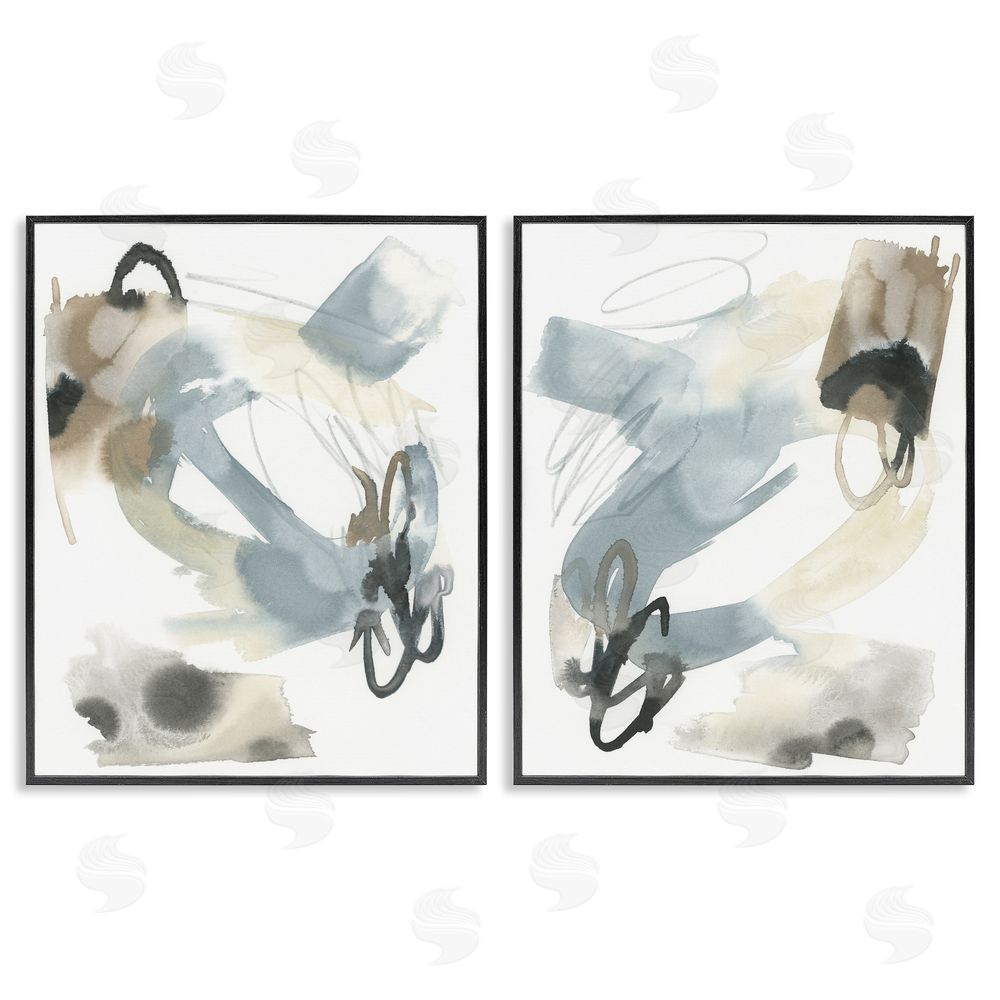 June Erica Vess Abstract Gray Brown Watercolor Black Framed Giclee Wall Art Print