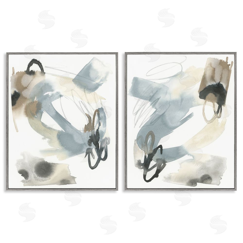 June Erica Vess Abstract Gray Brown Watercolor Gray Framed Giclee Wall Art Print