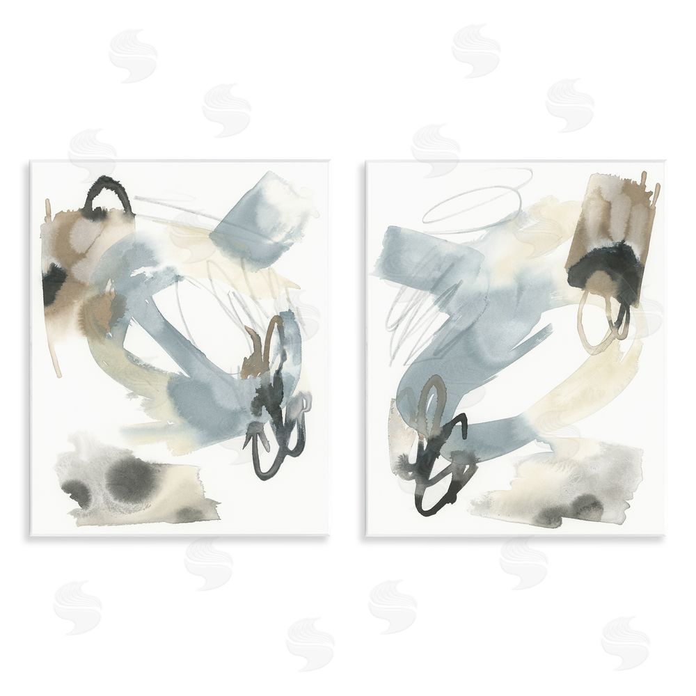 June Erica Vess Abstract Gray Brown Watercolor Wooden Wall Plaque Art Print