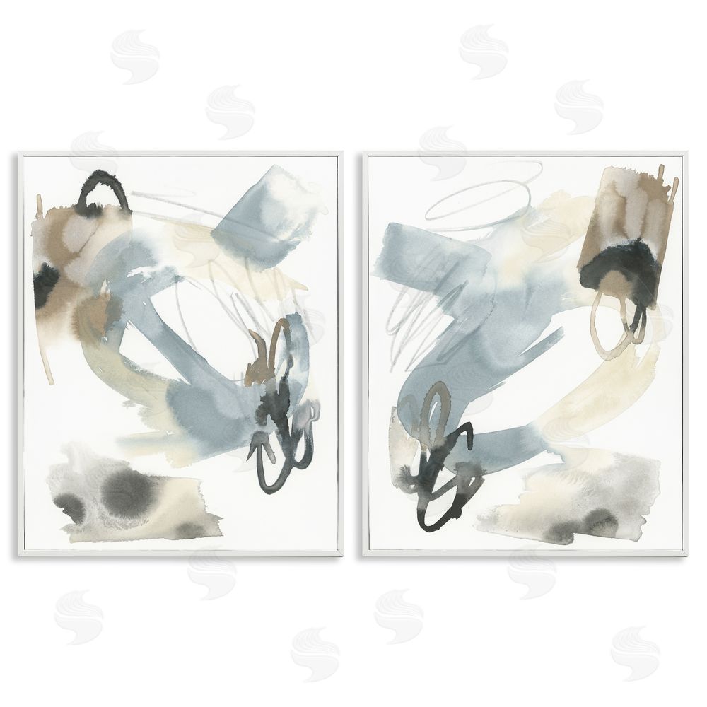 June Erica Vess Abstract Gray Brown Watercolor White Framed Giclee Wall Art Print