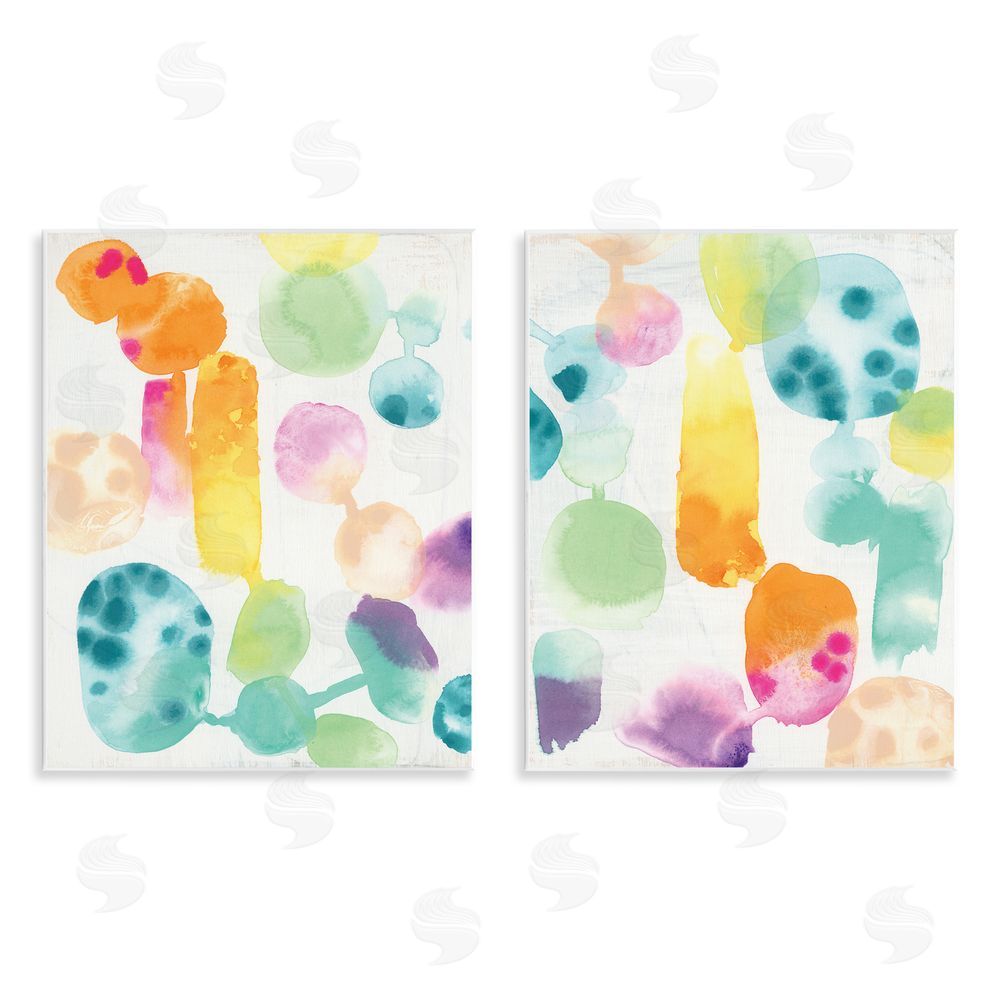 June Erica Vess Neon Colorful Abstract Shapes Wooden Wall Plaque Art Print