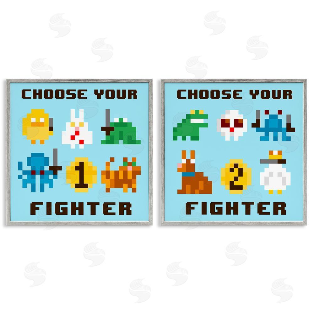 June Erica Vess Choose Your Fighter Game Gray Framed Giclee Wall Art Print