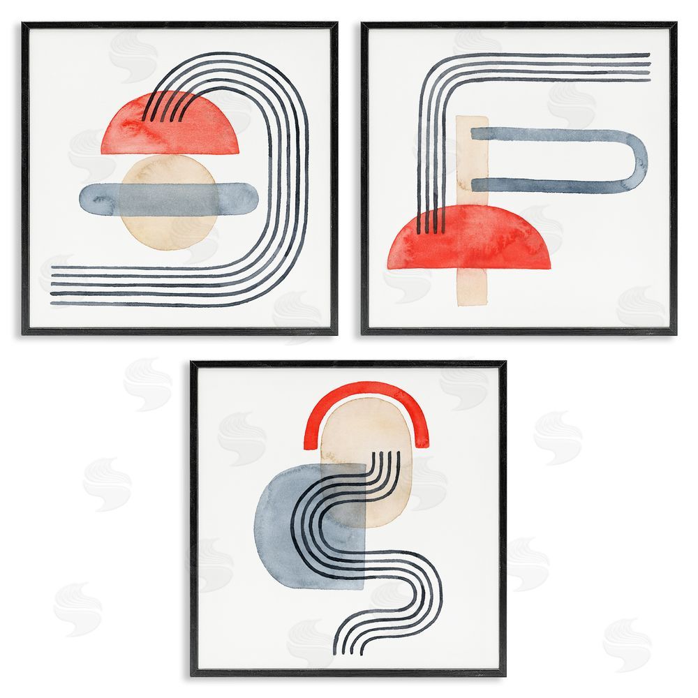 Grace Popp Geometric Abstract Mushroom Shapes Black Framed Giclee Wall Art Print
