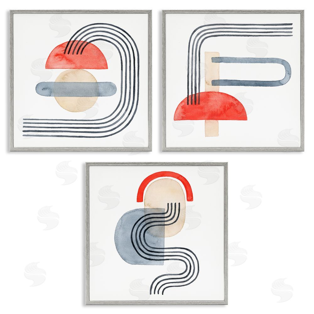 Grace Popp Geometric Abstract Mushroom Shapes Gray Framed Giclee Wall Art Print