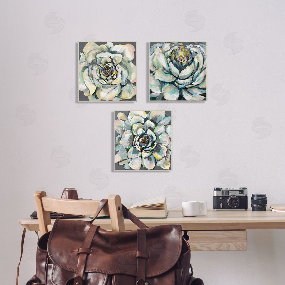 Jeanette Vertentes Succulent Blooms Green Yellow Paintings Canvas Wall Art Print in Room