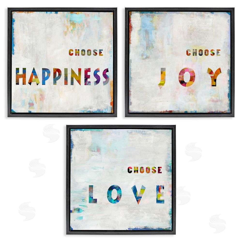 Jamie MacDowell Choose Happiness Joy & Love Phrase Black Floating Frame Canvas Wall Art Print