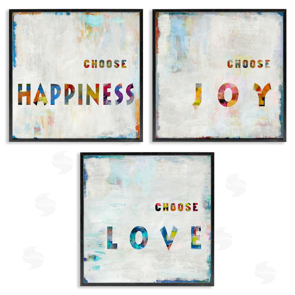 Jamie MacDowell Choose Happiness Joy & Love Phrase Black Framed Giclee Wall Art Print