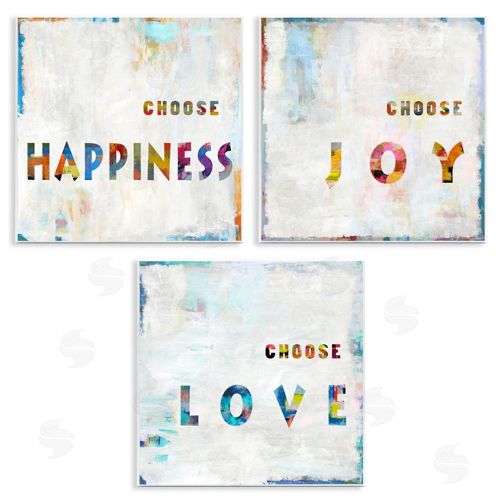Jamie MacDowell Choose Happiness Joy & Love Phrase Wooden Wall Plaque Art Print