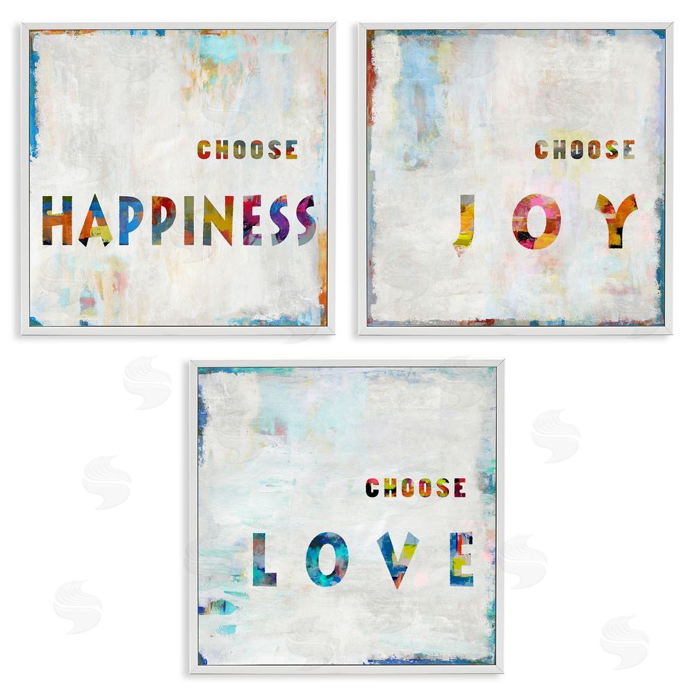 Jamie MacDowell Choose Happiness Joy & Love Phrase White Framed Giclee Wall Art Print
