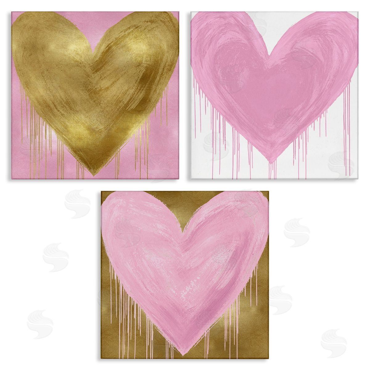 Glam Paint Drip Hearts Design Canvas Wall Art, Home Decor by Lindsay Rodgers