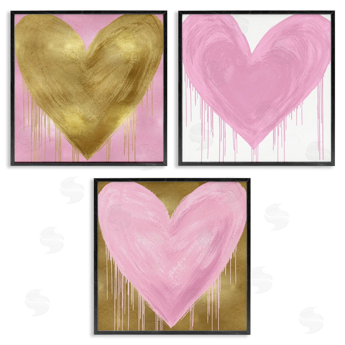 Glam Paint Drip Hearts Design Black Frame Print Wall Art, Home Decor by Lindsay Rodgers