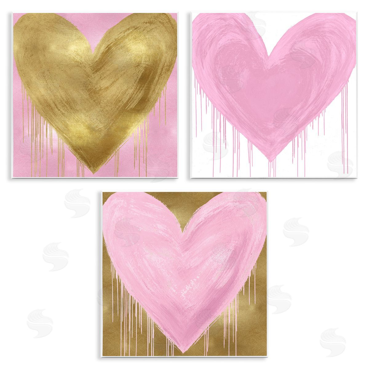Glam Paint Drip Hearts Design Wood Plaque Wall Art, Home Decor by Lindsay Rodgers