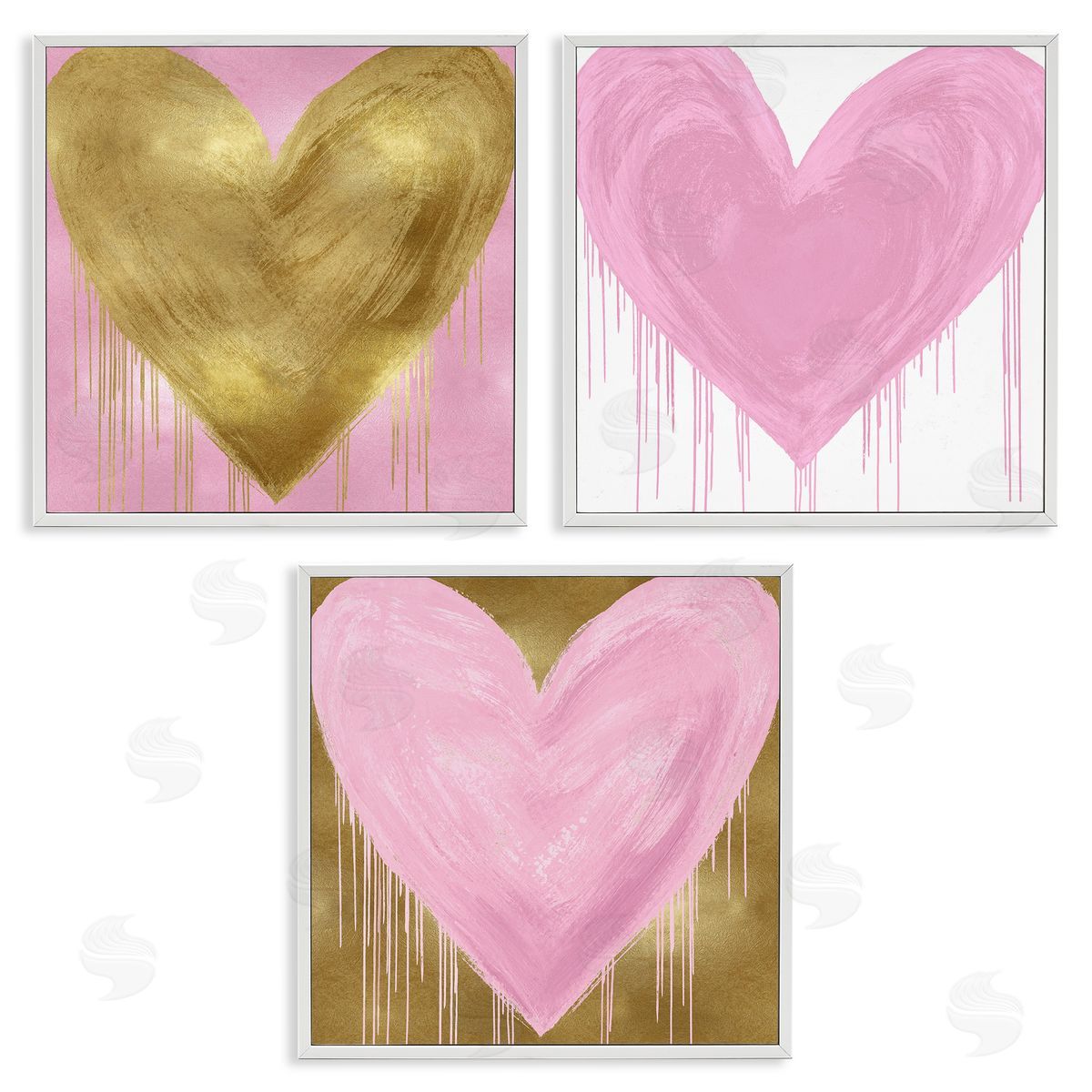 Glam Paint Drip Hearts Design White Frame Print Wall Art, Home Decor by Lindsay Rodgers