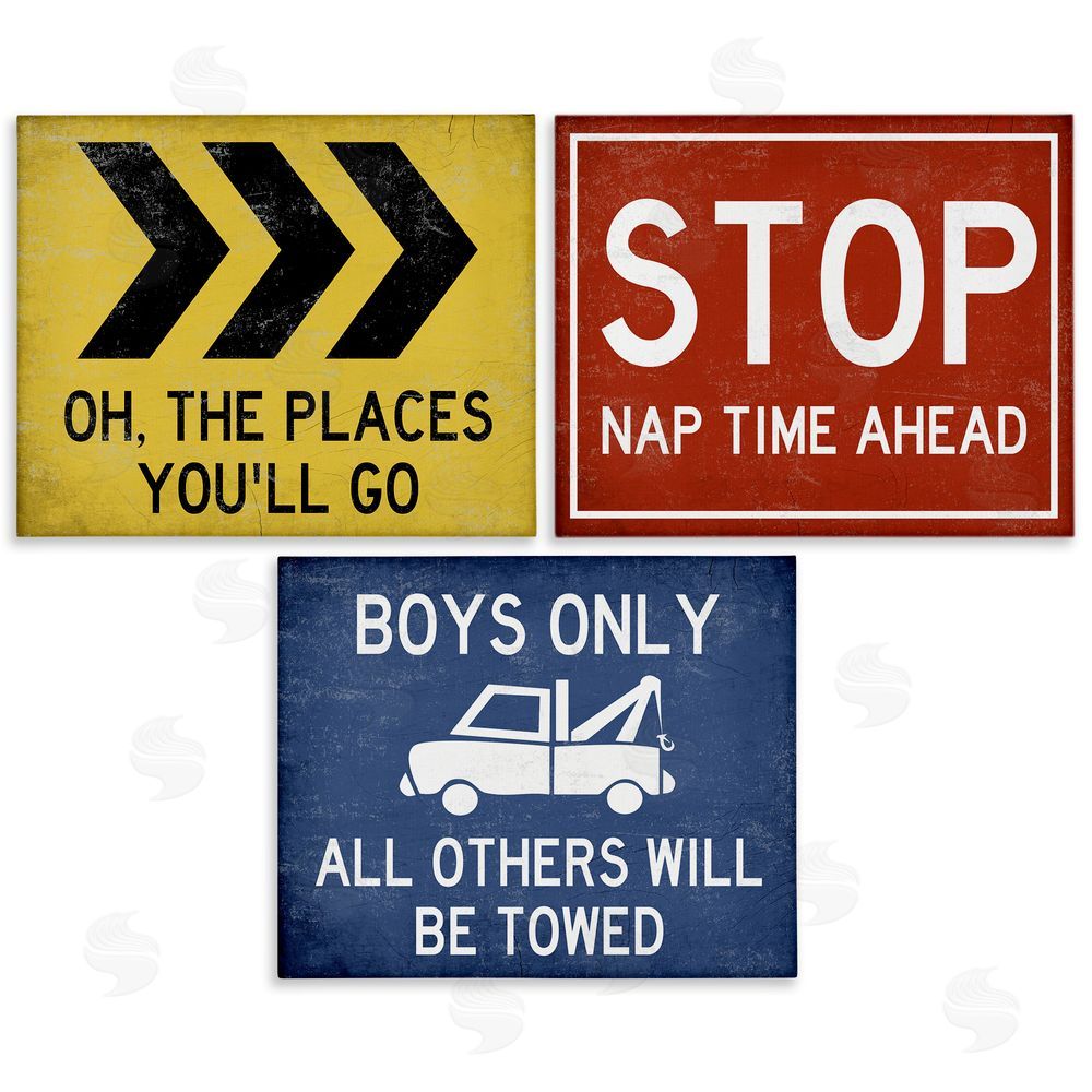Stupell Studio Distressed Transportation Street Signs Canvas Wall Art Print