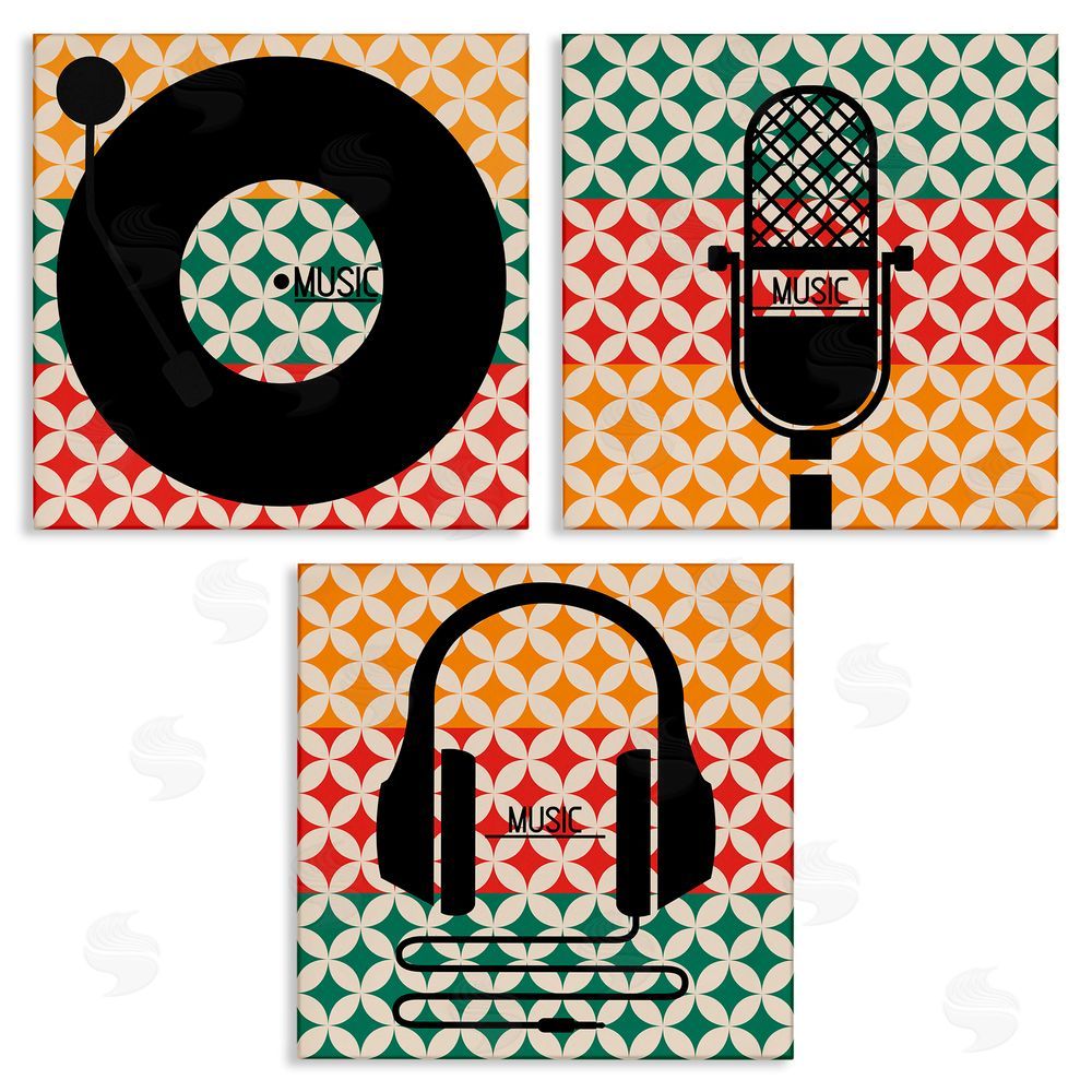 Enrique Rodriguez Iconic Music Symbols Geometric Pattern Canvas Wall Art Print