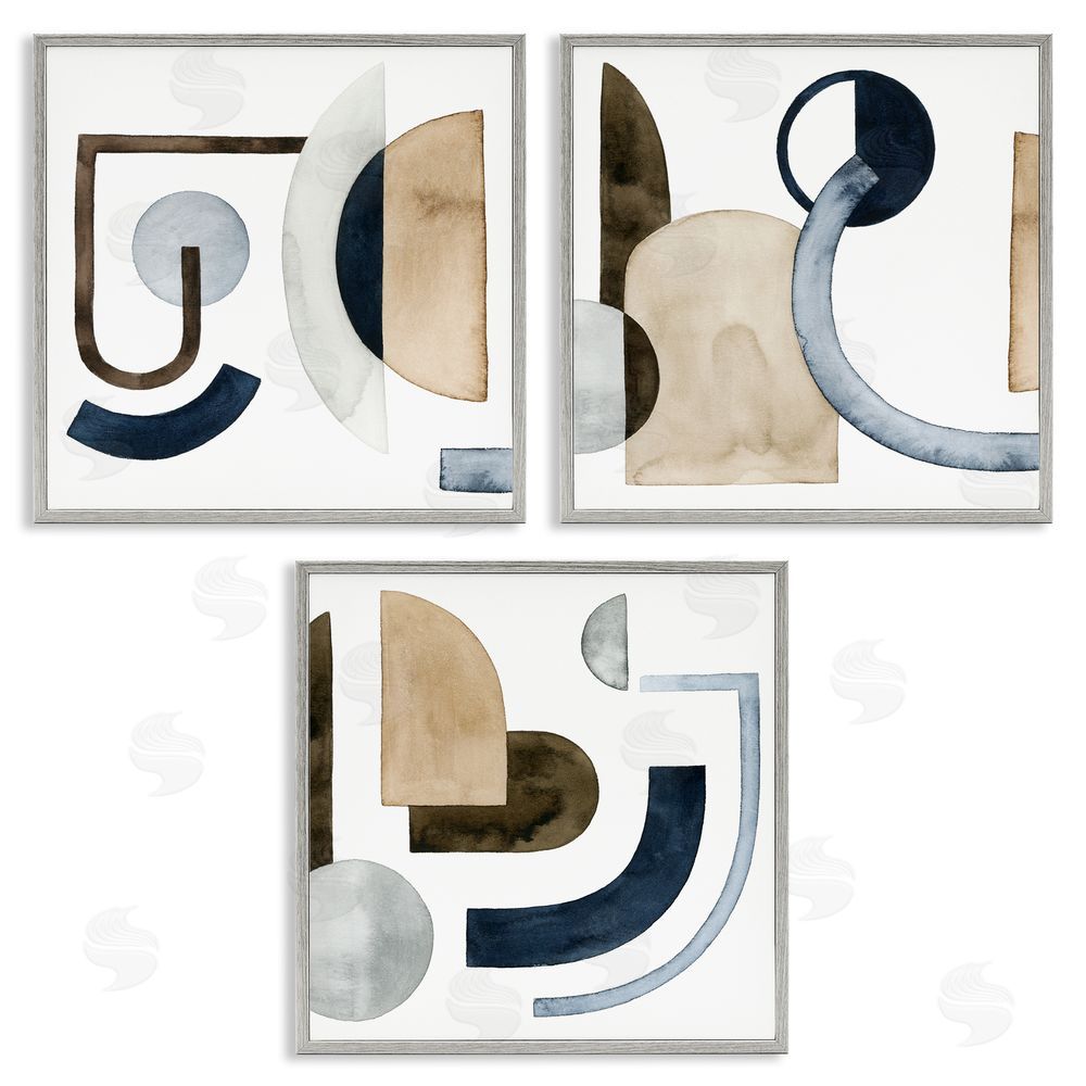 Grace Popp Geometric Arches and Circles Abstract Gray Framed Giclee Wall Art Print
