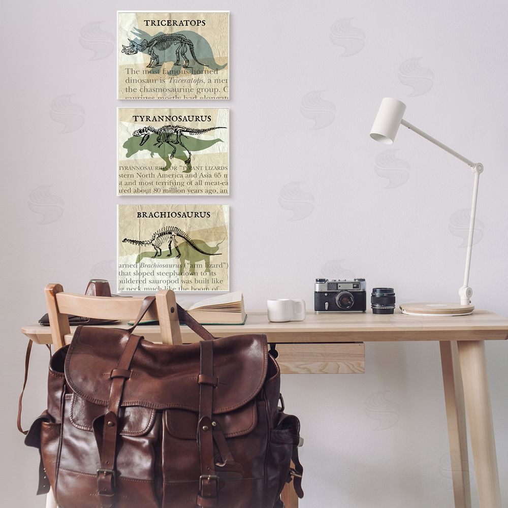 Stupell Studio Textbook Style Dinosaur Skeletons Canvas Wall Art Print in Room