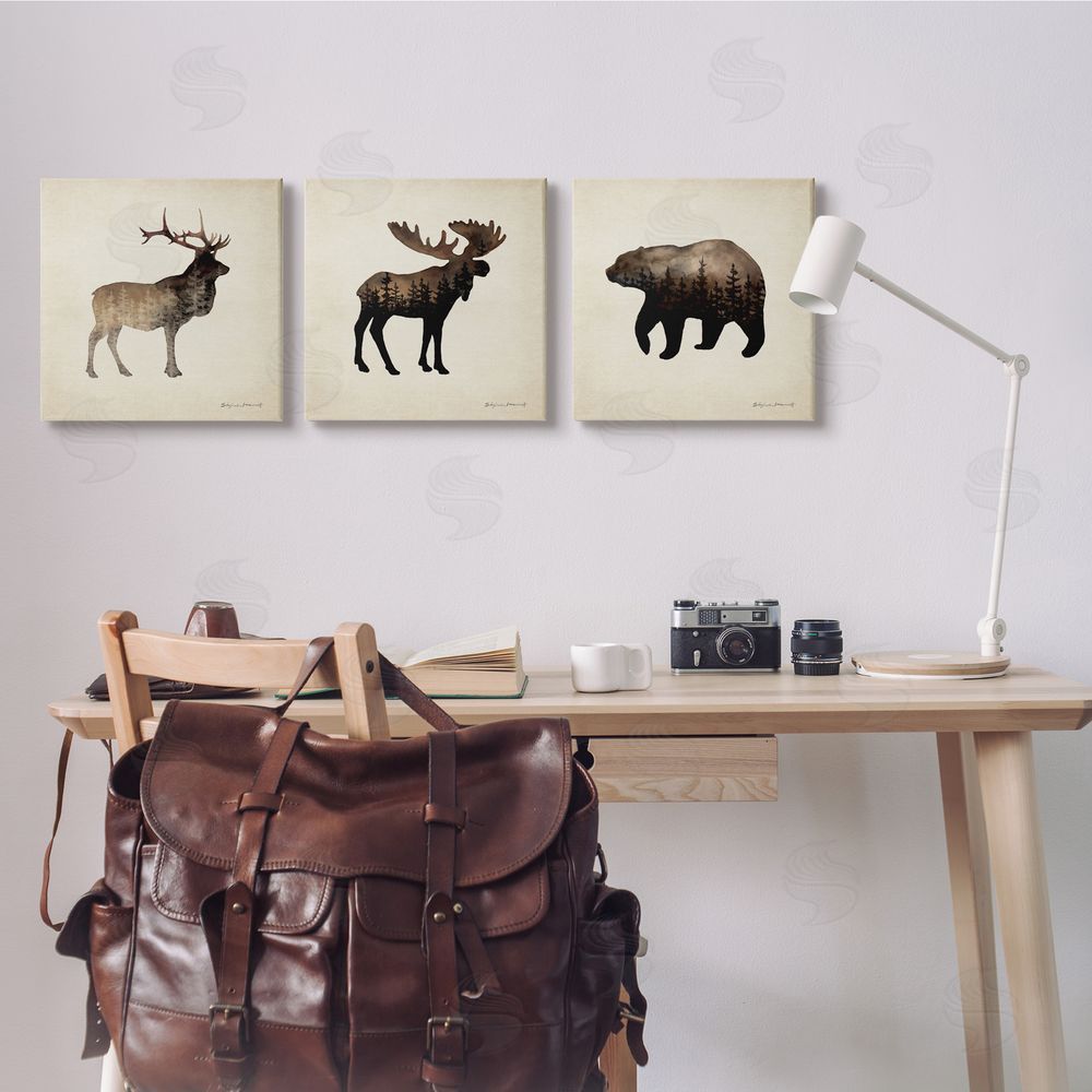 Stephanie Workman Marrott Woodland Animal Forest Silhouettes Canvas Wall Art Print in Room