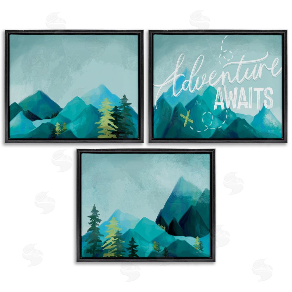 House Fenway Icy Panoramic Adventure Awaits Phrase Black Floating Frame Canvas Wall Art Print