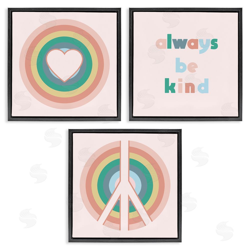 Stupell Studio Cute Always Be Kind Quote Black Floating Frame Canvas Wall Art Print