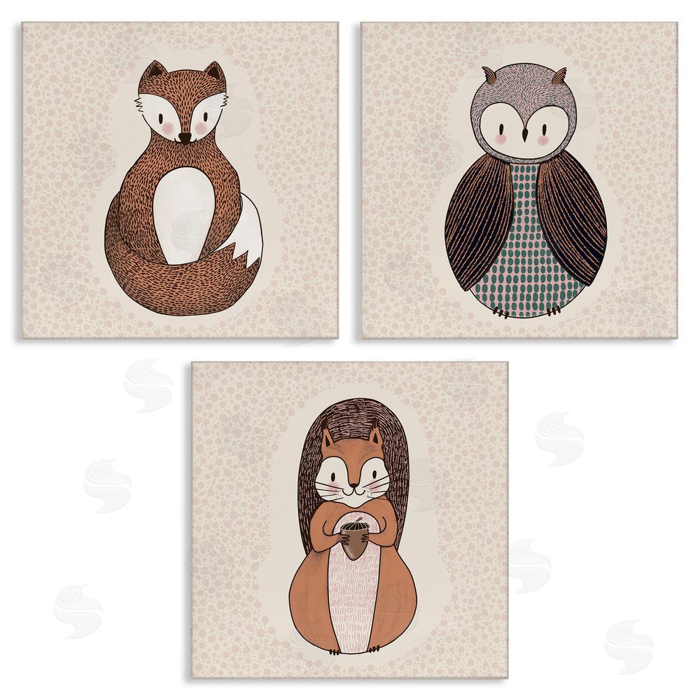 Birgit Maria Kiennast Stylized Forest Animal Portraits Kids Canvas Wall Art Print