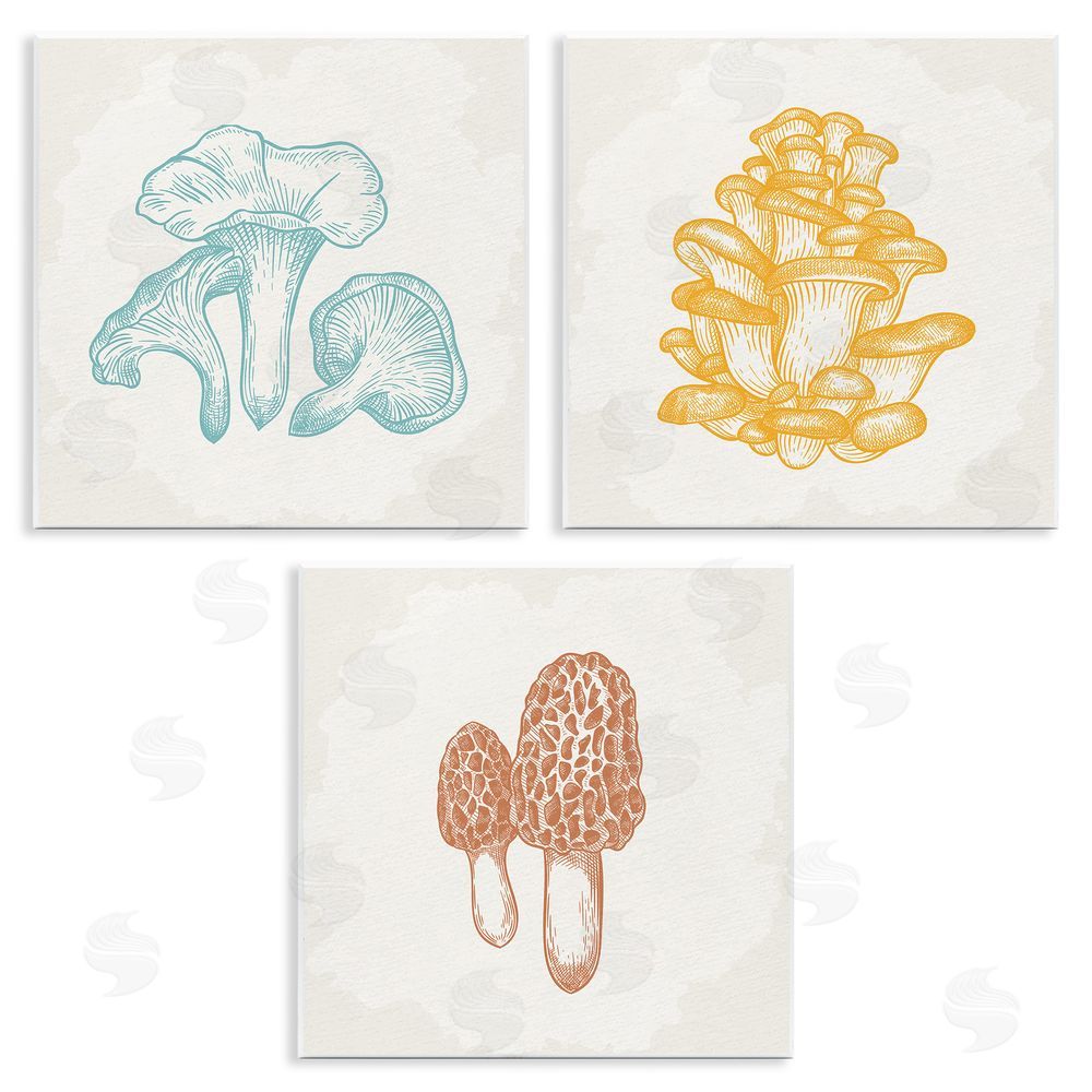 Kim Allen Mushroom Love Woodland Sketch Wooden Wall Plaque Art Print