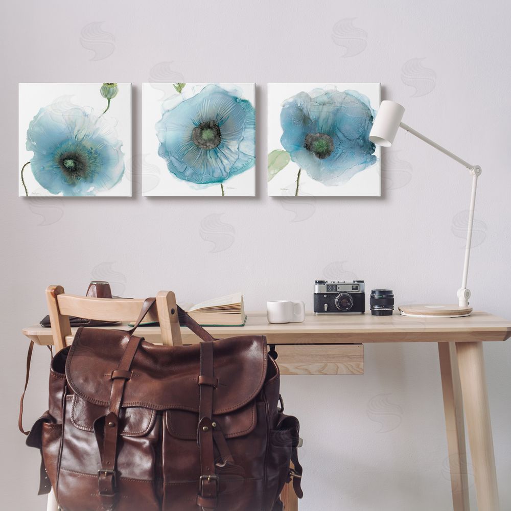 Carol Robinson Modern Poppy Flower Shapes Canvas Wall Art Print in Room