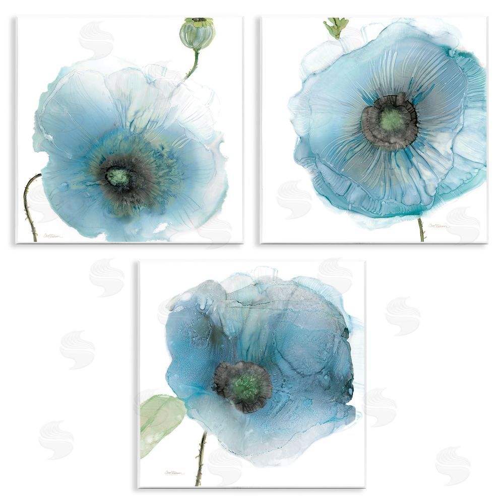Carol Robinson Modern Poppy Flower Shapes Wooden Wall Plaque Art Print