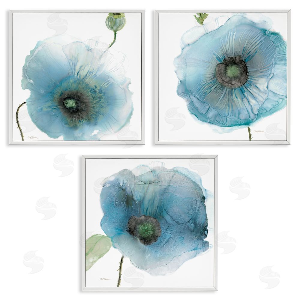 Carol Robinson Modern Poppy Flower Shapes White Framed Giclee Wall Art Print