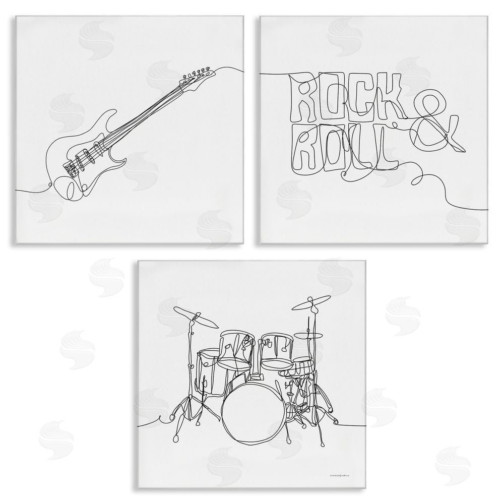 Kamdon Kreations Rock & Roll Musical Instrument Doodles Canvas Wall Art Print