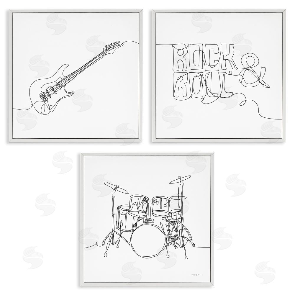 Kamdon Kreations Rock & Roll Musical Instrument Doodles White Framed Giclee Wall Art Print