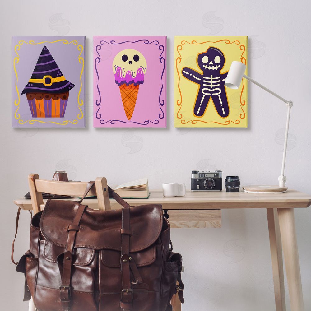 Stupell Studio Varied Halloween Desserts Canvas Wall Art Print in Room