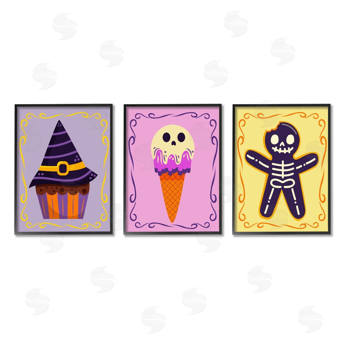 Stupell Studio Varied Halloween Desserts Black Framed Giclee Wall Art Print