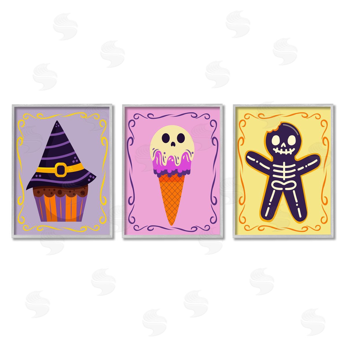 Stupell Studio Varied Halloween Desserts Gray Framed Giclee Wall Art Print