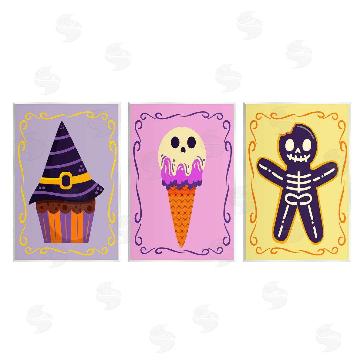 Stupell Studio Varied Halloween Desserts Wooden Wall Plaque Art Print