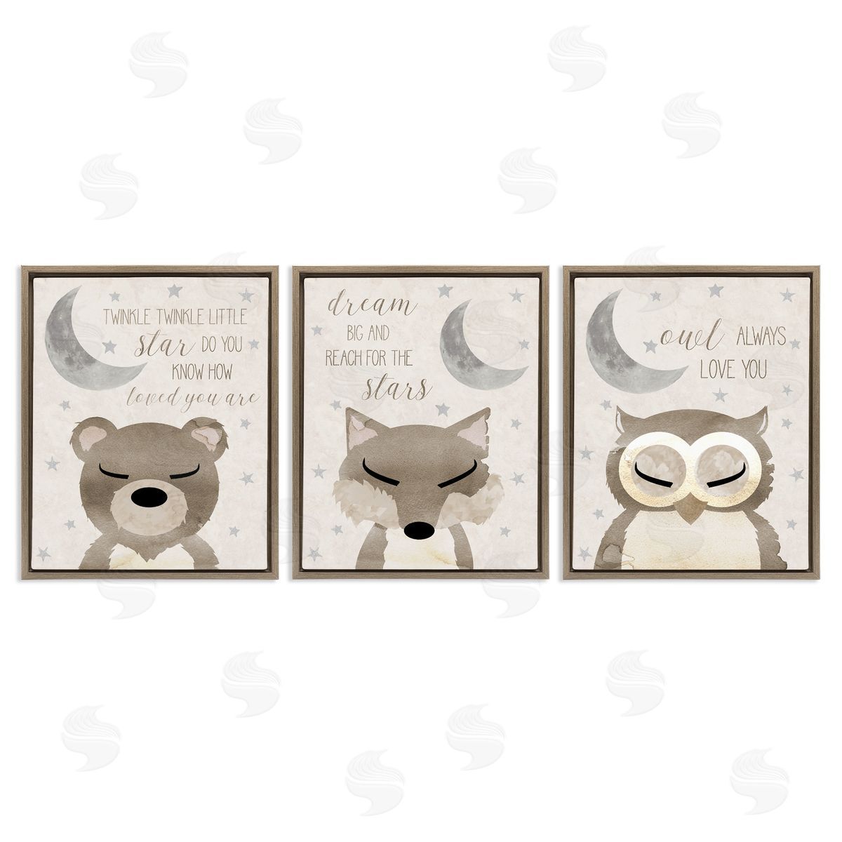 Daniela Santiago Nighttime Animals & Lullabies Brown Floating Frame Canvas Wall Art Print