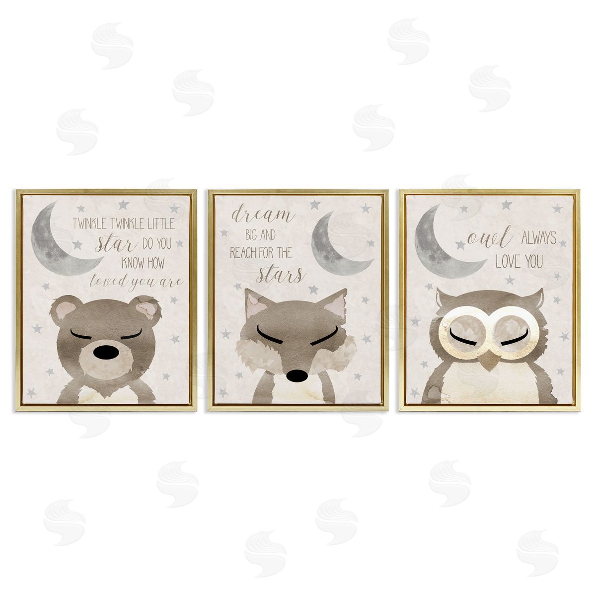 Daniela Santiago Nighttime Animals & Lullabies Gold Floating Frame Canvas Wall Art Print