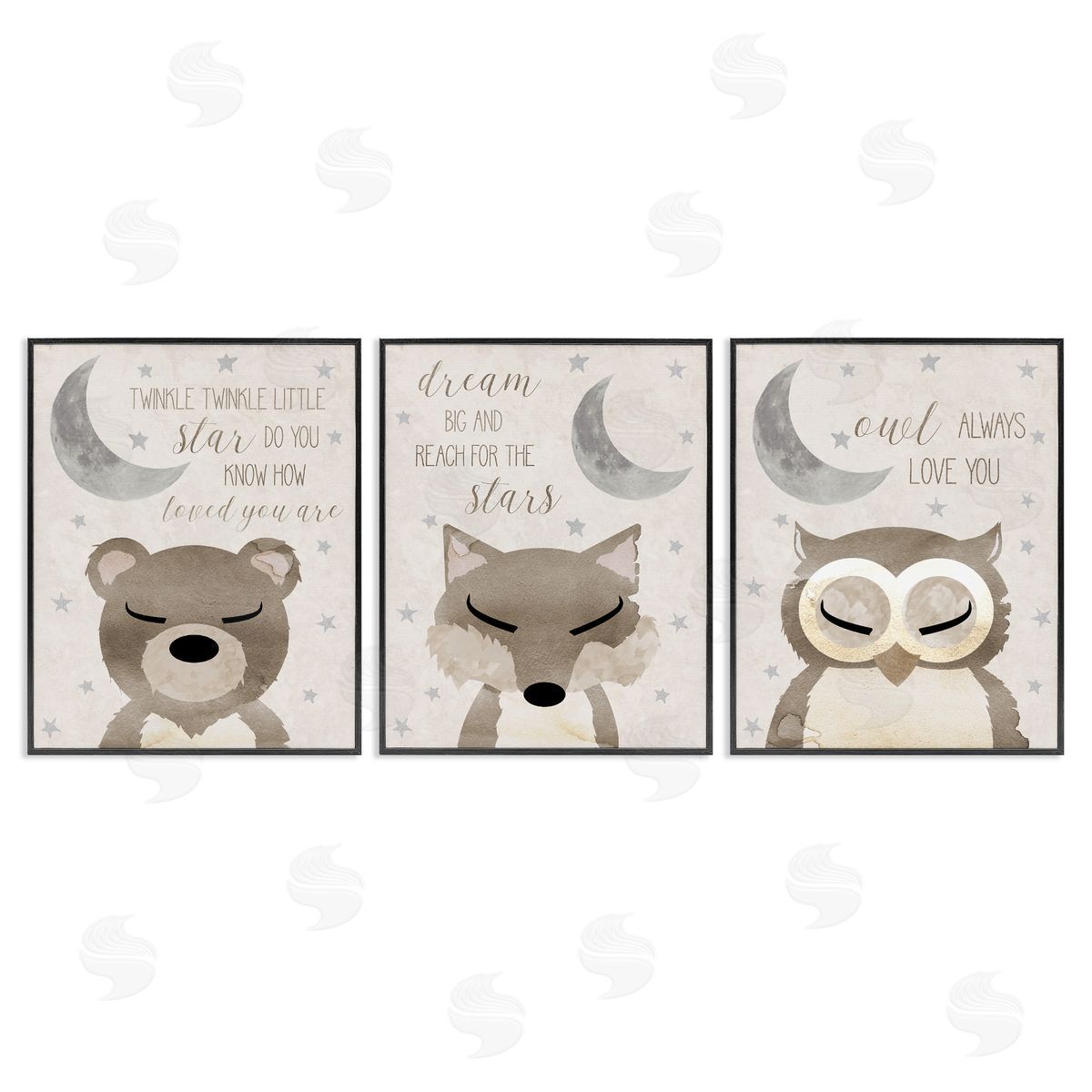 Daniela Santiago Nighttime Animals & Lullabies Black Framed Giclee Wall Art Print