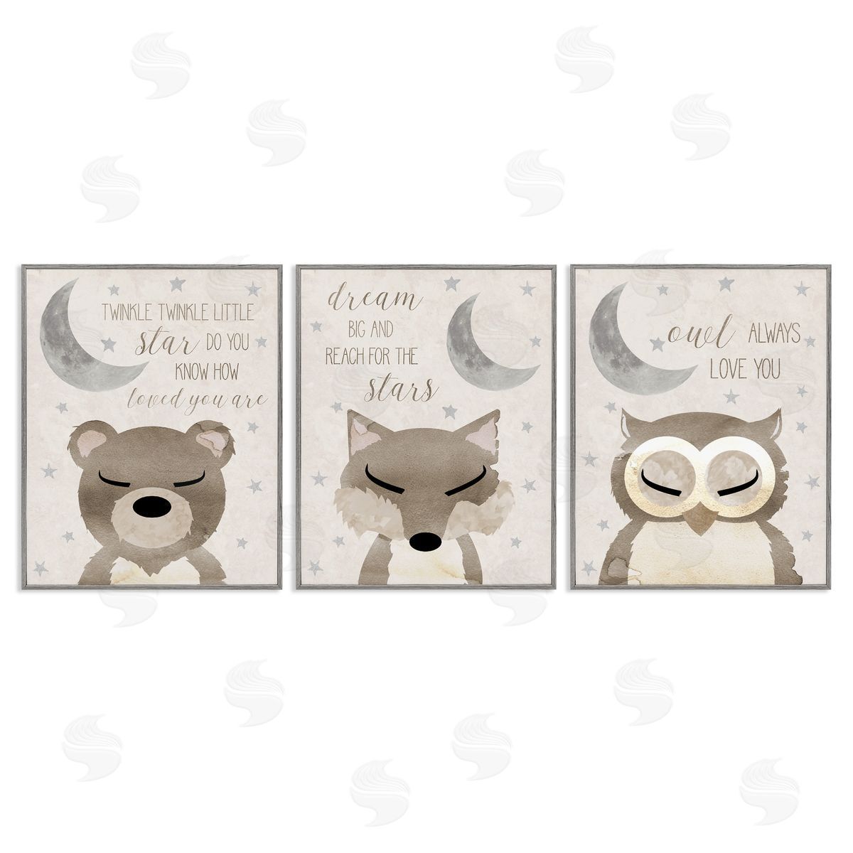Daniela Santiago Nighttime Animals & Lullabies Gray Framed Giclee Wall Art Print