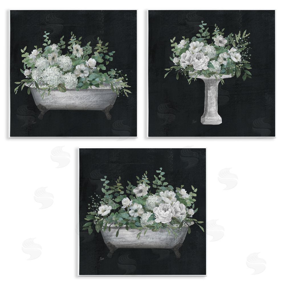 Nan Vintage Bathroom Hydrangeas Wooden Wall Plaque Art Print