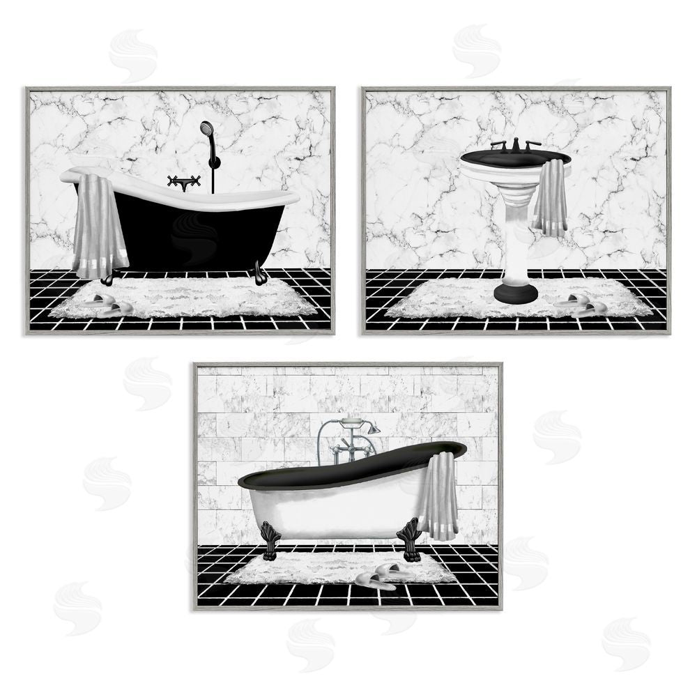 Conrad Knutsen Modern Marble Bathroom Gray Framed Giclee Wall Art Print