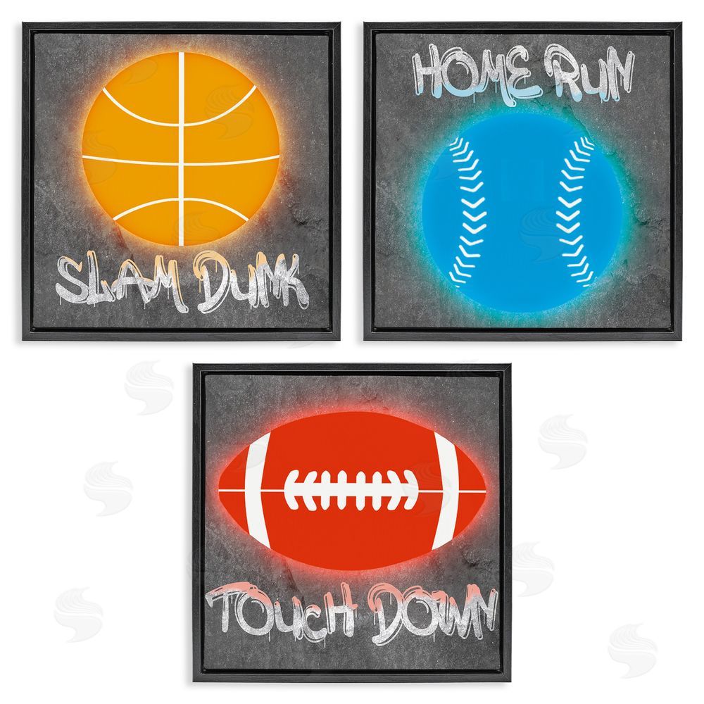 CAD Designs Sports Graffiti Phrases Black Floating Frame Canvas Wall Art Print