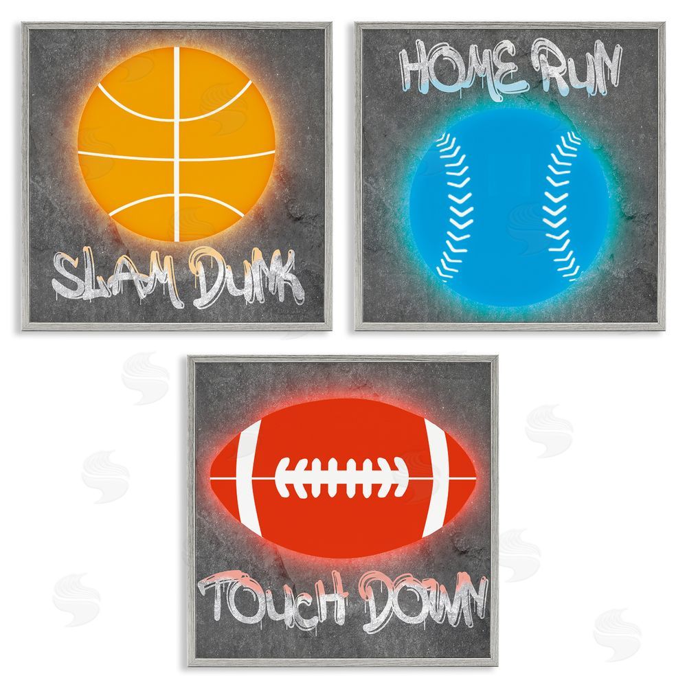 CAD Designs Sports Graffiti Phrases Gray Framed Giclee Wall Art Print